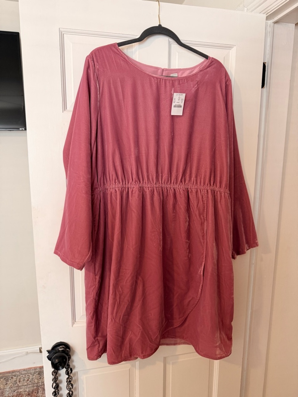J. Crew Rose Long-Sleeve velvet dress